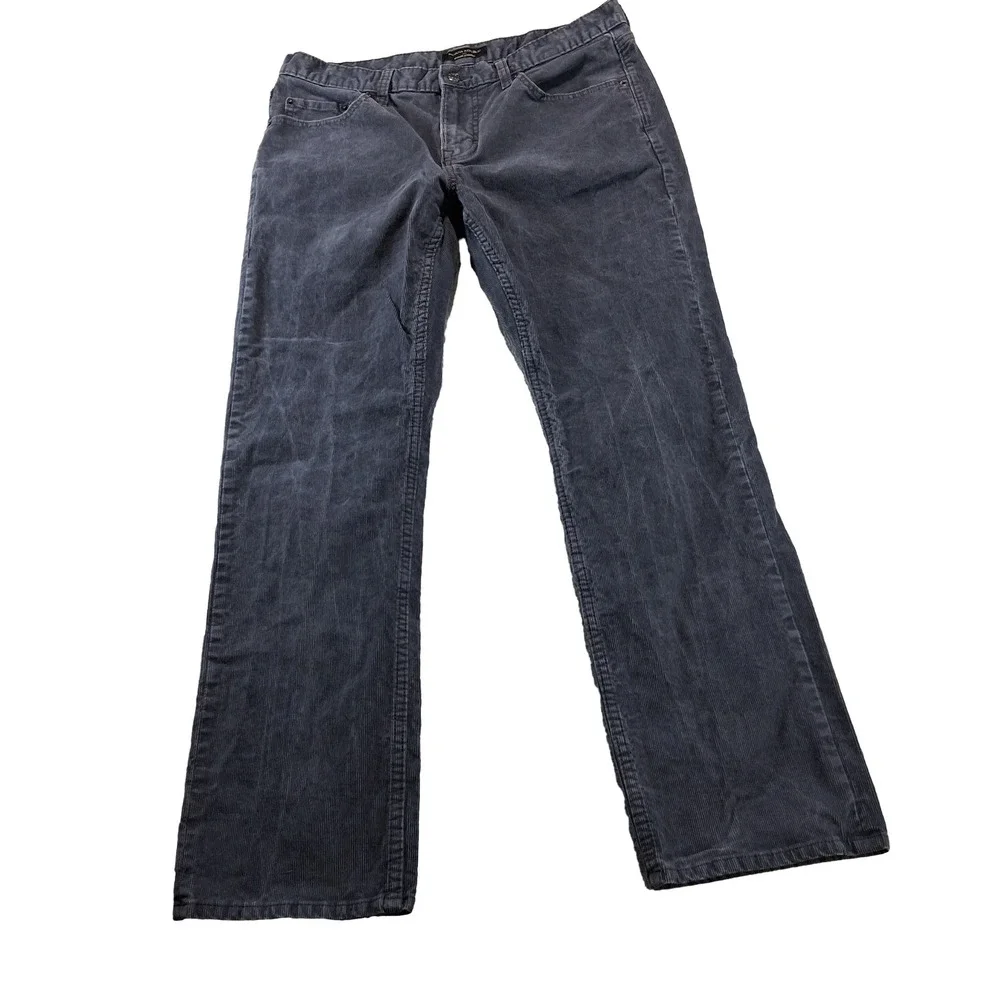 Banana Republic Corduroy Pants Men 33x30 Gray Vintage Straight Stretch